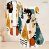 Women Plus Size Abstract Printed Two Piece Set Square Neck Short Sleeve Tie Waist Flared Dress And Long Sleeve Cardigan