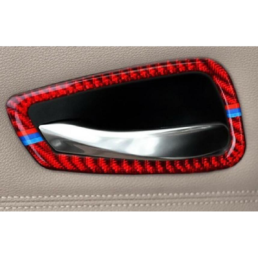 Red Carbon Fiber Interior Door Handle Cover Trim For BMW 3-Series E92 2005-2012