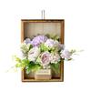 Artificial Hydrangea Wall Hanging Decoration Fake Silk Flower Plants Wooden Fame Decor Home Office Living Room Bedroom Wall Art Ornament