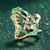 Gorgeous Gold Color Inlaid Green CZ Women's Ring Carving Branch Dragonfly Daily Wear Party Jewelry