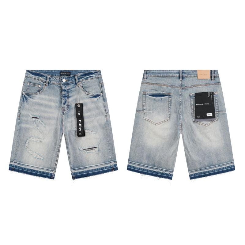 Cross-border Trendy Brand PURPLE BRAND JEANS European and American High Street Loose and Versatile Jeans Shorts Men's and Women's Tide