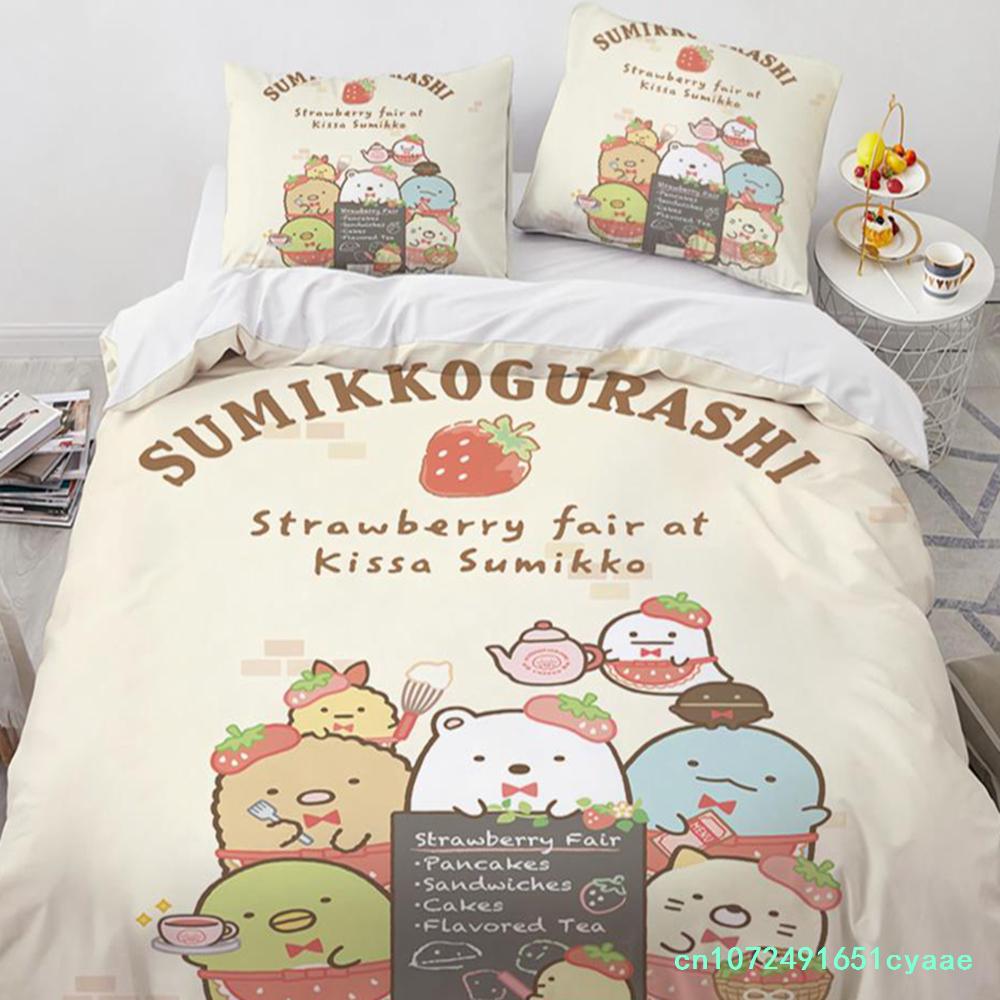 Cartone Animato Giapponese Sumikko Gurashi Anime Set Biancheria da Letto Kawaii Carino Sumikkogurashis Copripiumino Coperta Federa Matrimoniale King