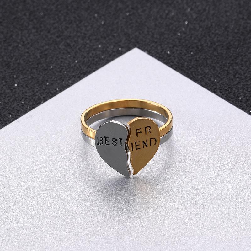 Creative Love Friendship 2 pcs Pair Bridal Set Rings For Men Women Stainless Steel Ring Unisex Accessories Designer  Gift
