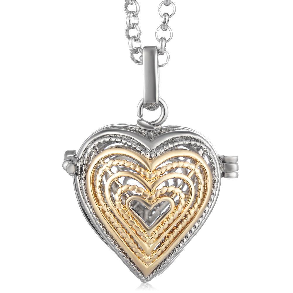 Mexico Chime Two-Color Feather Caller Locket Piano Ball Necklace Essential Oil Diffuser Perfume Musical Pendant New Jewelry