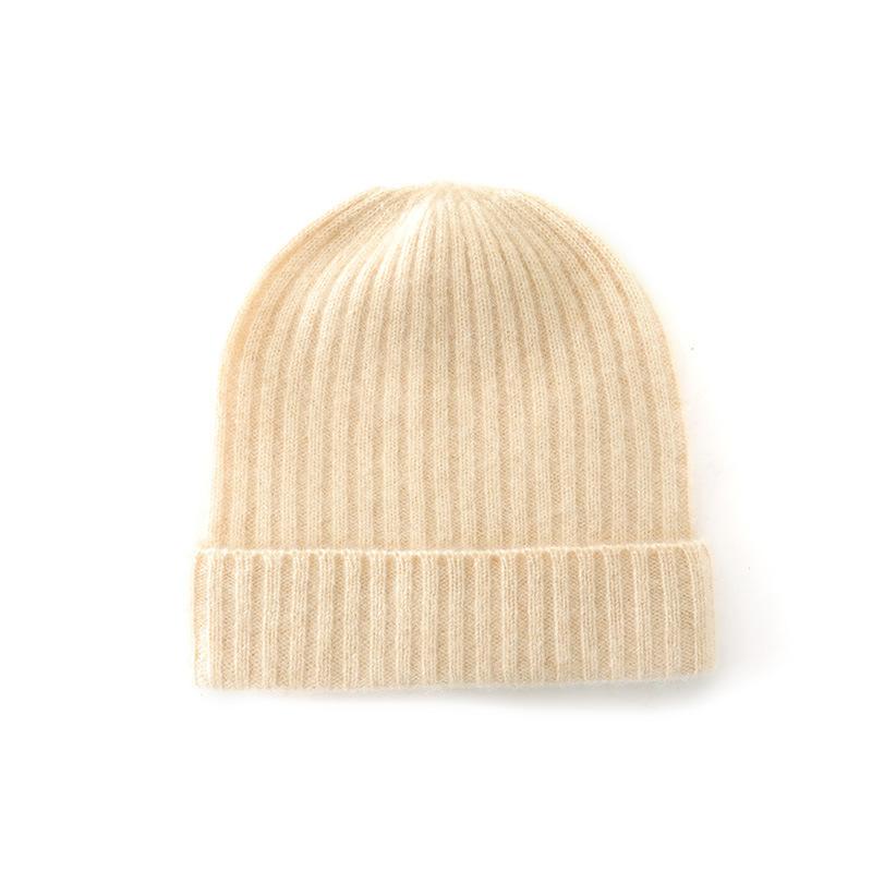 Cashmere Autumn and Winter New Men's and Women's Solid Color Flanged Vertical Striped Casual Hats  Warm Ear Protecting Headscarves Knitted Hats