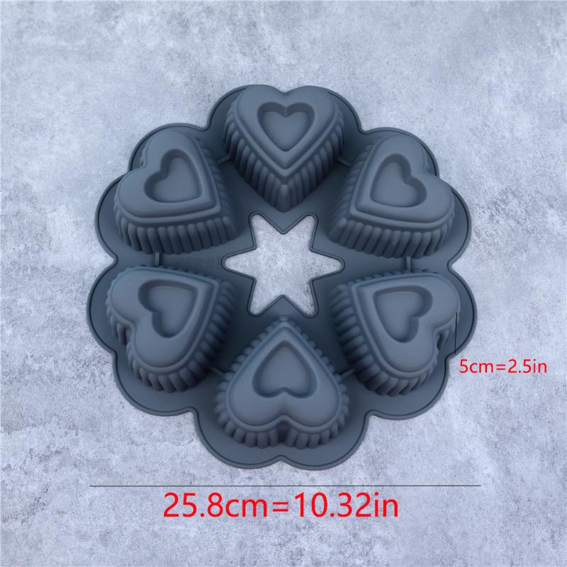 

Silicone Heart Cake Mold Nonstick Tray For Baking Brownies Chocolate Cupcake Suitable For Holiday Family Celebration Desserts сірий колір
