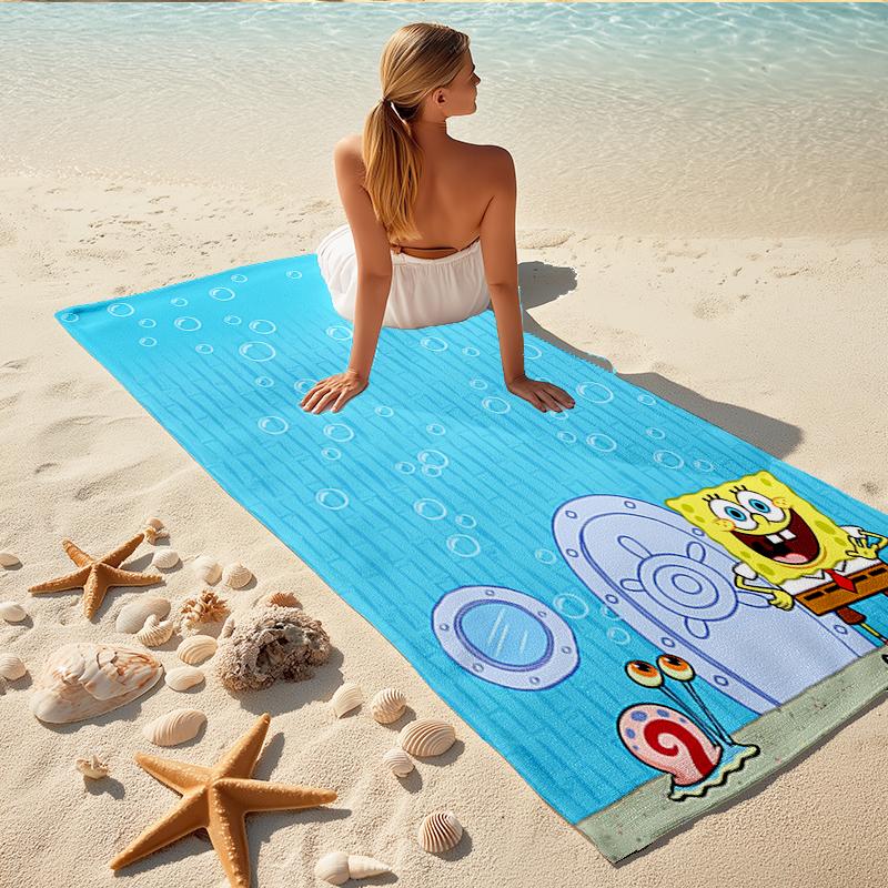 1Pc Spongebob'S Underwater Adventure Beach Towel Quick Dry Multiuse For Beach Pool Gym Yoga Home Travel Christmas Halloween Xmas Gift L1479