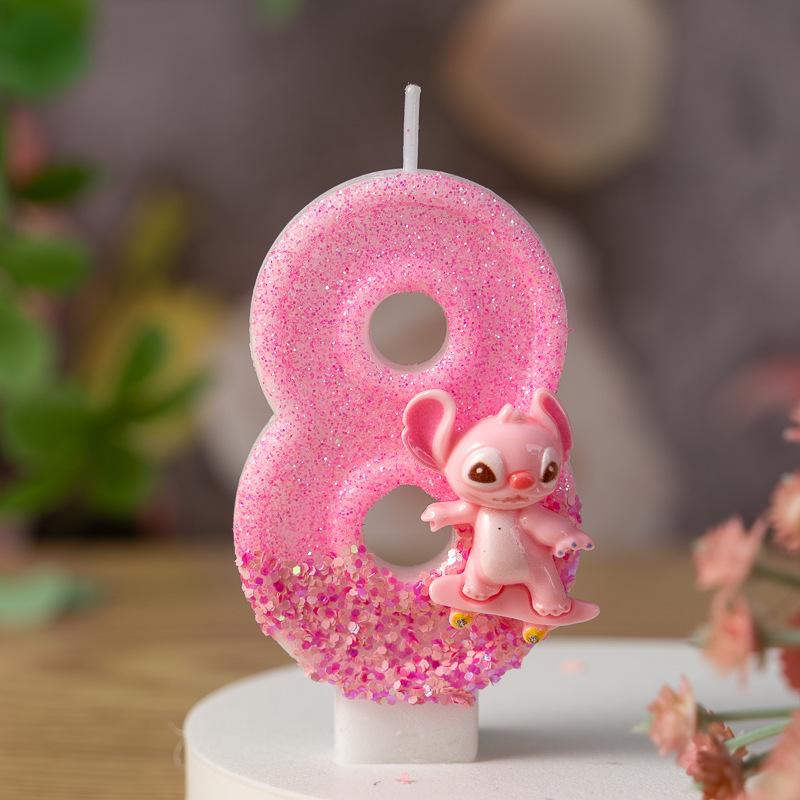 Pink Long-Eared Animal Birthday Candle, Number 09, Cute Cartoon Decoration for First Birthday Cake