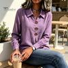 Women Button Down Shirts Shirt Blouse, Long Sleeve V Neck Loose Flowy Wrinkle Resistant Lightweight Breathable Tops Tunic Shirt, Casual Work