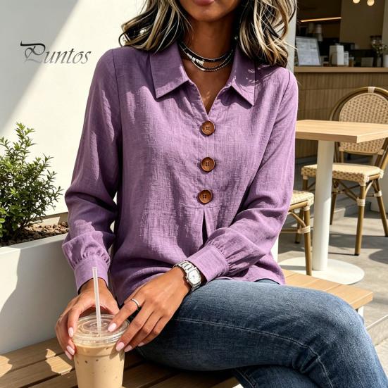 Women Button Down Shirts Shirt Blouse, Long Sleeve V Neck Loose Flowy Wrinkle Resistant Lightweight Breathable Tops Tunic Shirt, Casual Work