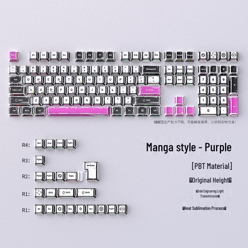 Прозрачные кейкапы в стиле манга с боковой печатью, набор из 131 механического кейкапа для DIY