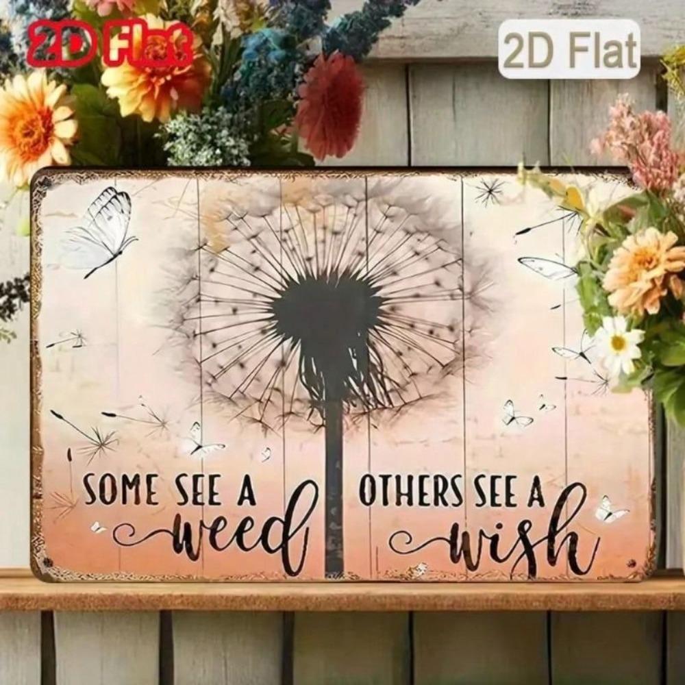 Metal Poster Dandelion Butterfly Wall Art Vintage Home Decor Garden Tin Sign