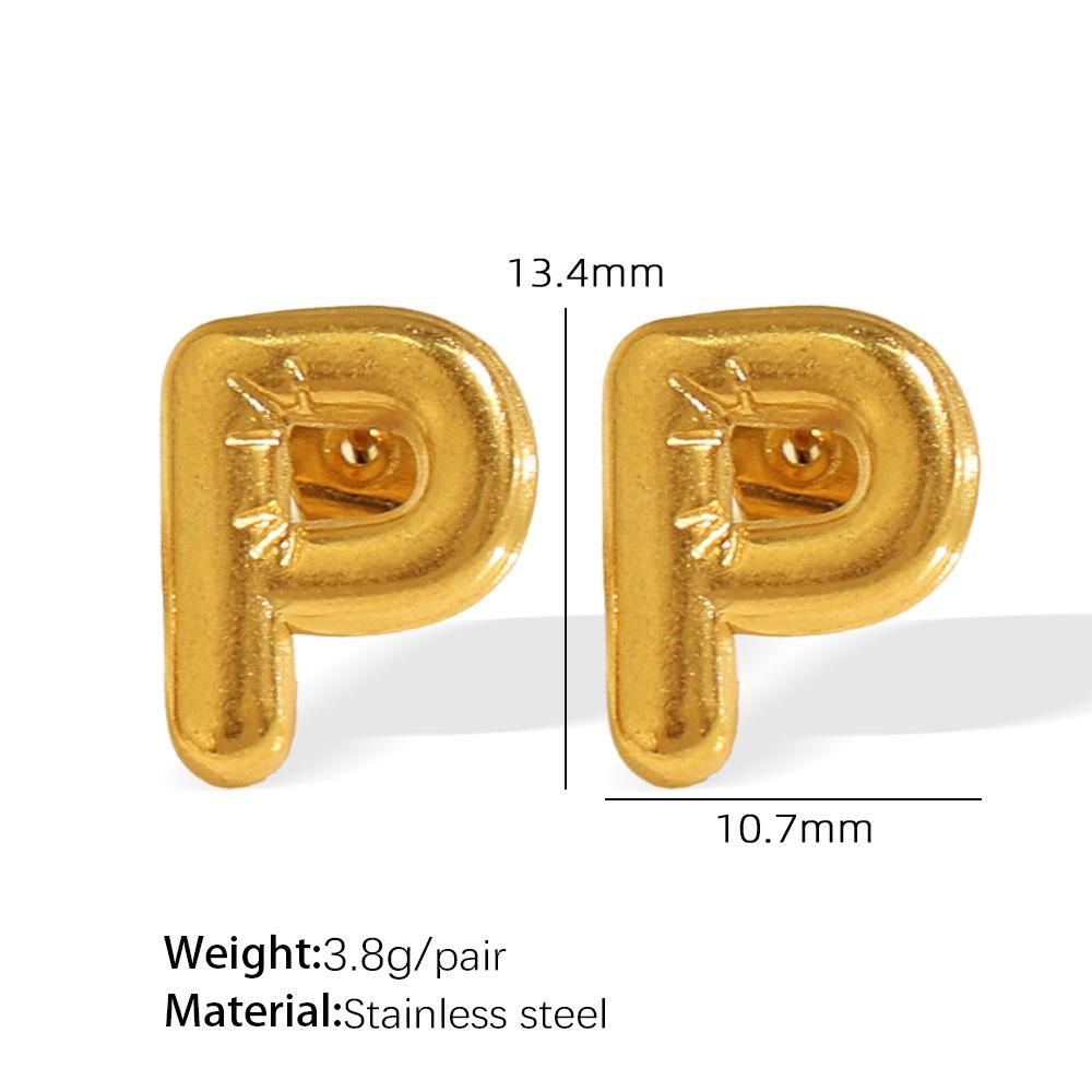 Gold Edelstahl Blase 26 Buchstaben Ohrstecker Einfache Dicke Ohrstecker