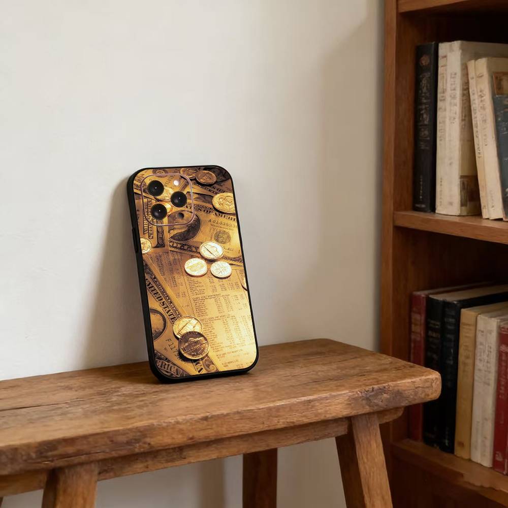 Money Gold Art Phone Case For iPhone17,16,15,14,13,12,11 Plus,Pro Magnetic For Magsafe Wireless Charging
