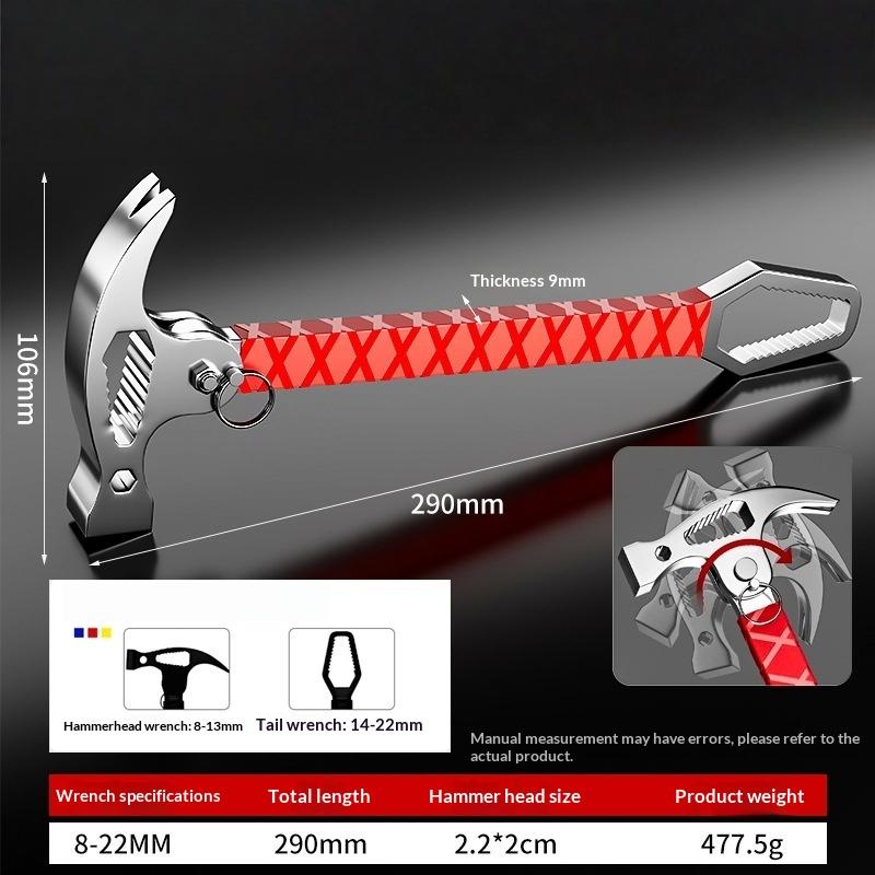

1Pcs Wrench Pry Bar Nail Lifting Multifunctional Sheep Horn Connected Hammer Woodworking Hammer Folding Sheep Horn Hammer червоний