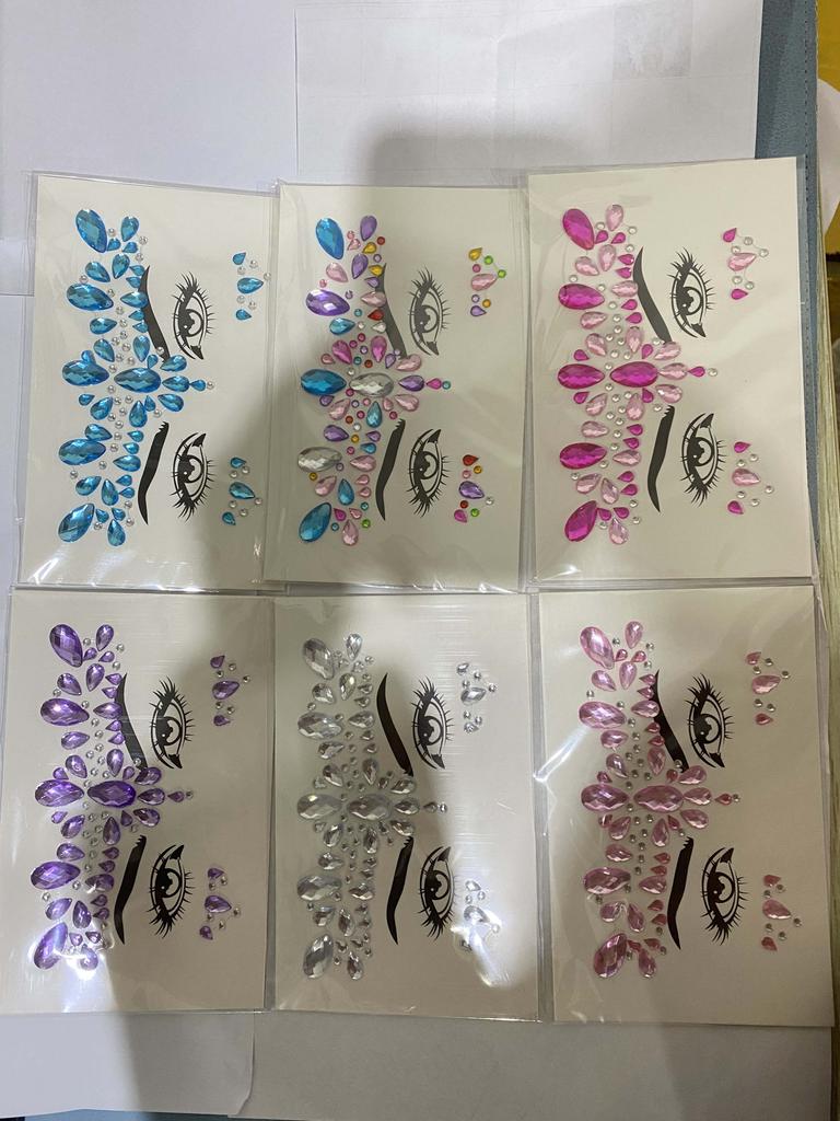 Charm Face Body Crystal Diamond Stickers temporary tattoo Glitter Face Rhinestone Sticker Temporary Stickers sticker 1Sheet Festival Music Party