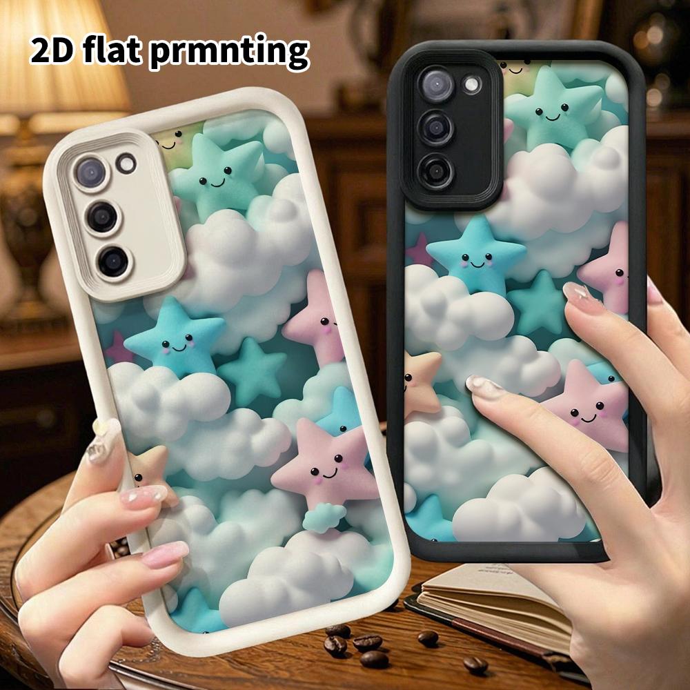 Phone Case: 2D Flat, Fits Samsung Galaxy A34 A35 M05 M06 S20 S22 S21 FE Plus 5G Protective Case, Stars and Clouds, Perfect Christmas and Halloween Hol