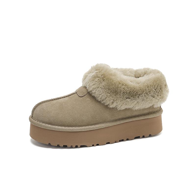 Snow boots women's Tazi special fur integrated shallow mouth snow cotton flat-soled wool velvet warm cotton shoes winter