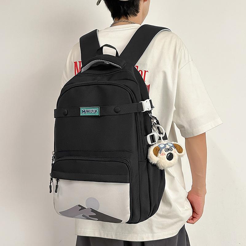 Student Schoolbag Women's Large Capacity Printed Colorblock Travel Backpack Men's Backpack