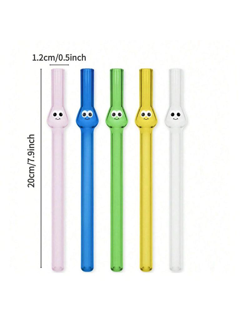 Colorful Creative Reusable Glass Straw,For Milk Tea,Coffe,Juice,Milk,Cold Drink,Heat-Resistant Wide-Bore Glass Straws