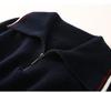 Cashmere Striped Zip-Up Lapel Sweater - New 2024 Autumn/Winter Korean Style Women's Knit Base Layer, Loose & Slimming Fit