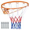 45.72cm Basketball Rim Replacement, Wall Door Mounted, Heavy Duty Flex Rim Goal with Net, Fits In-Ground & Wall-Mounted Hoops, Indoor/Outdoor (Orange)