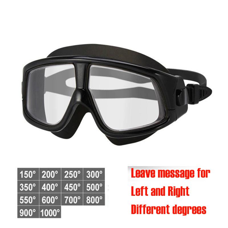 Queshark Adult -1.5 To -10.0 Myopia Swim Eyewear Silicone Anti Fog Swimming Goggles Custom Different Left and Right Eyes