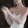 Decorative Paired Arm Warmer False Cuffs Pearls Tulle for Princess Dress False Sleeves Long Arm Covers