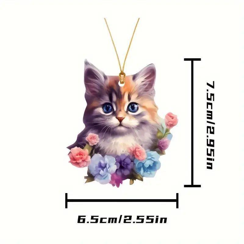 Cute Cartoon Acrylic Cat Flower Pendant Ideal For Car Decoration Accessories