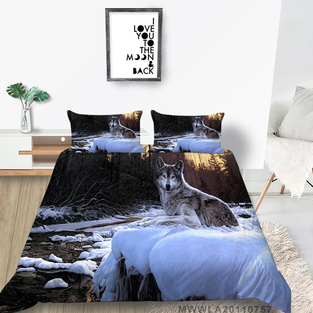 2023 New Style 3D Luxury Style 2/3PCS Bedding Suit Bed Comfortable Duvet Cover Set Wolf Printed Home Textiles Polyester Boy Gift