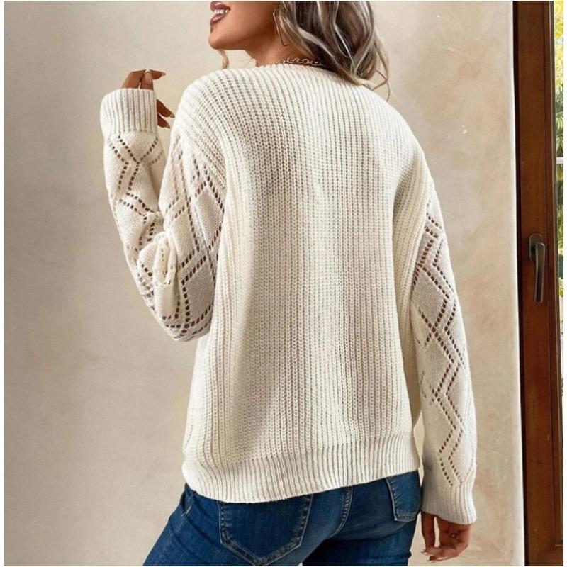 JKASHDK Women's Fashion Casual Fall Winter Solid Color Print Long Sleeve V-Neck Sweaters