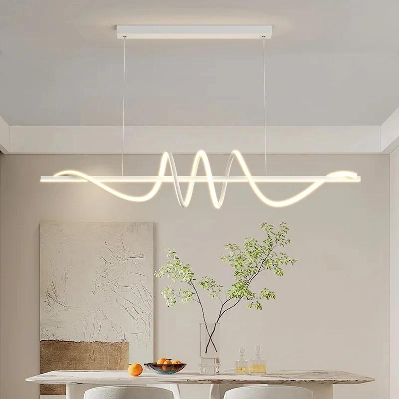 Nordic dining table pendant light modern living room pendant light home lighting bedroom decoration strip linear wave light