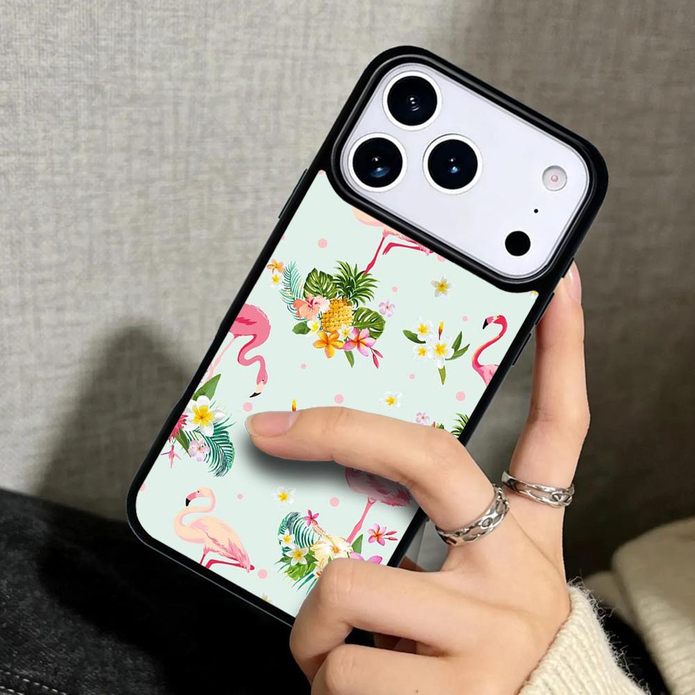 Capa Case for iPhone 17 Air 16 Pro Max 15 Plus 11 13 Mini 14 12 Back Phone Cover Animal Flamingo