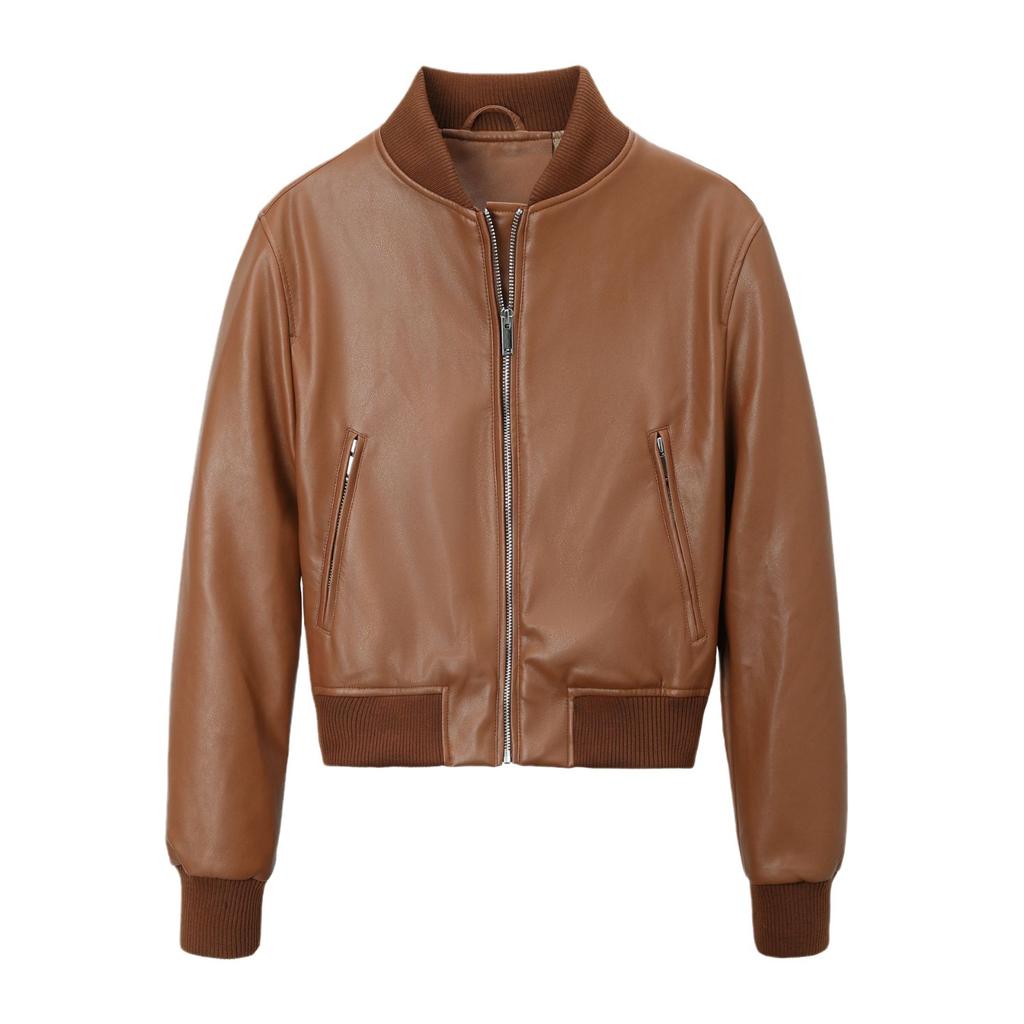 Damen Lederjacke Damen Herbst und Winter Neu Stehkragen Lokomotive Pilot Jacke PU Straße Kurzes Oberteil