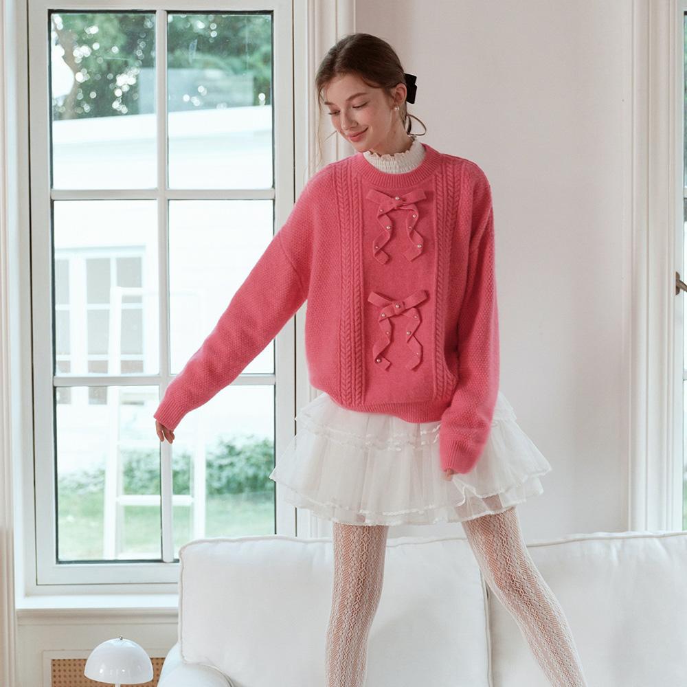 CEST MOIDEW Cest_Pearl Ribbon Knit Pullover Sweater