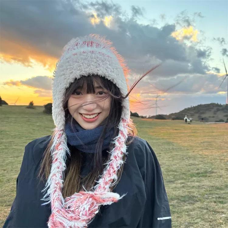 Kawanishi Women's Handmade Wool Beanie with Tassel and Ear Protection