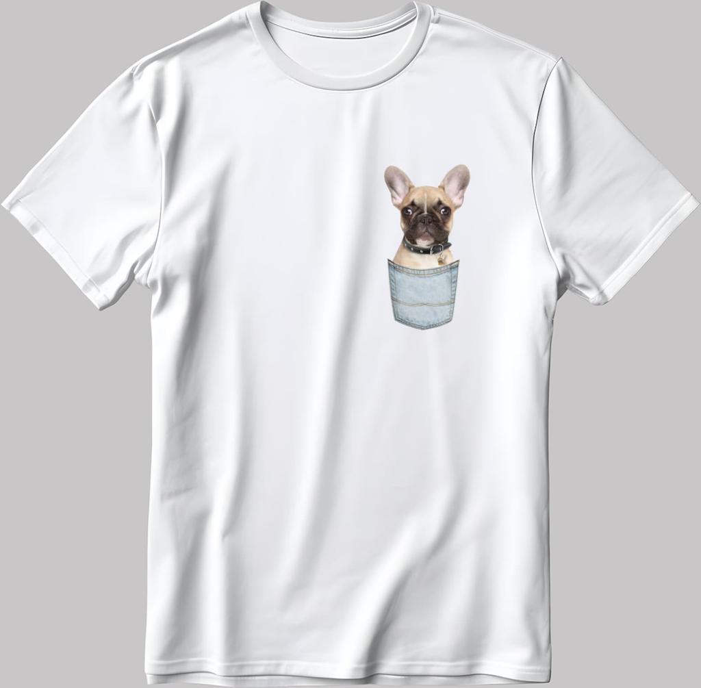 Dog Pocket Print T-Shirt, Unisex Style K119