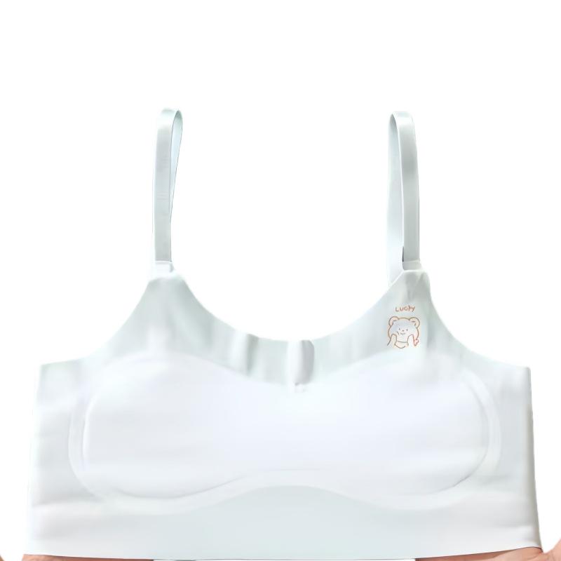 Girls' Wireless Non-Slip Sports Bra - Ice Silk Seamless Strappy Design for Large Bust