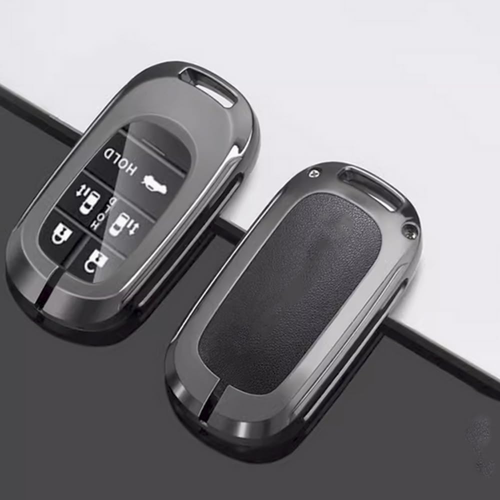 Uchwyt na klucze Etui na kluczyk Smart Pokrowiec na klucze do Honda New Stepwagon RP6 7 8 Nowy Odyssey Elysion Skóra Crazy Horse Brelok do kluczy samochodowych Czarny [SANRILY]