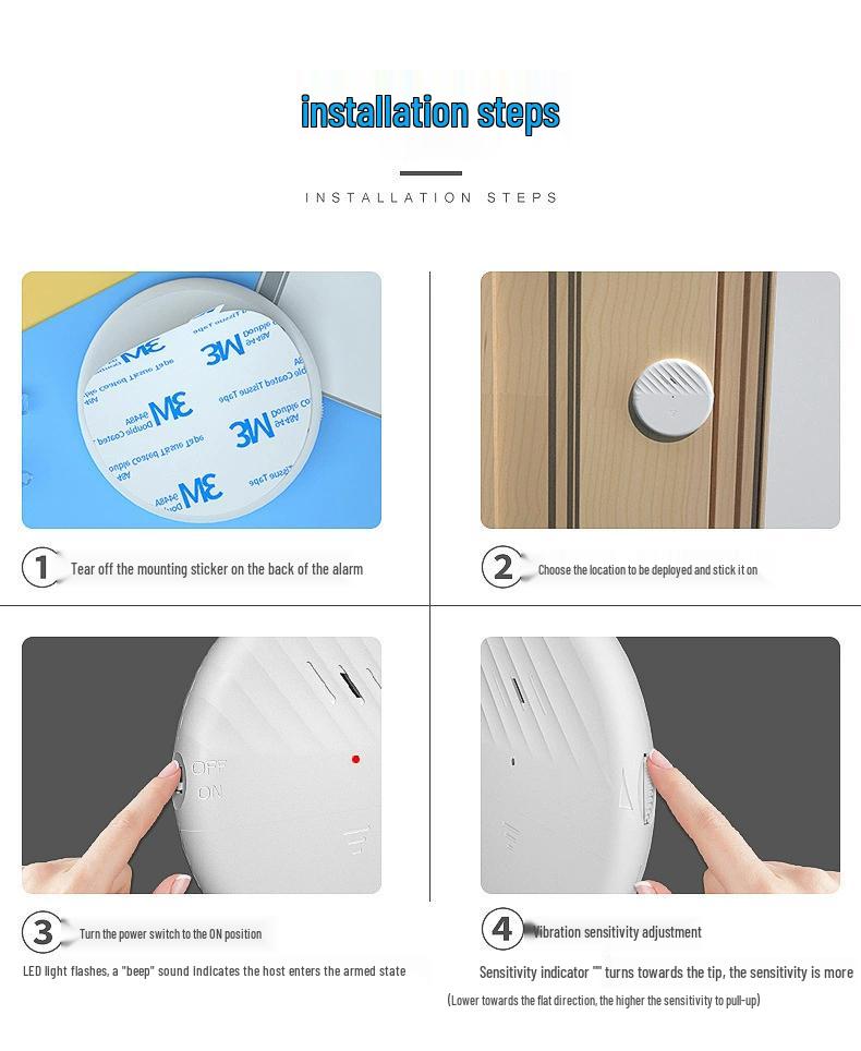 Automatic Anti-theft Vibration Sensor Alarm for Doors, Windows, and Hotel Installations