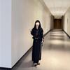 Korean Style Gray Knit Sweater & Skirt Set for Autumn/Winter 2025 - Women's Deep Winter Outfit