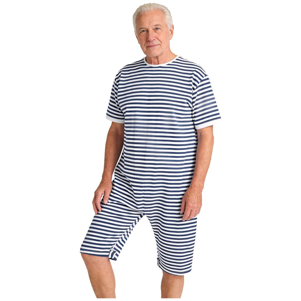 Unisex Adaptivní Overal Zadní Zip Rozkrokový Zip Krátký Rukáv Pruhovaný Body Péče o Starší Lidi se Speciálními Potřebami