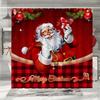 Christmas Shower Curtain, Winter Holiday Farm Snowman Santa Claus Christmas Tree Farmhouse Christmas Balls Bathroom Decorations