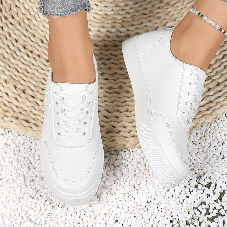 

Women s Shoes, Women s Sneakers, White Sneakers, Low-top Round-toe Lace-up Non-slip and Wear-resistant Casual Shoes 35 білий