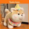 Cute Birthday Hat And Cartoon Pattern Knitted Scarf Shiba Inu Cartoon Plush Toy For Birthday Gift