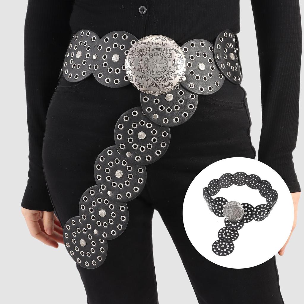 Curea Cowboy Exagerată Golă Y2K Curea Lată cu Disc Y2K Curea cu Disc Gol Curea cu Disc pentru Femei