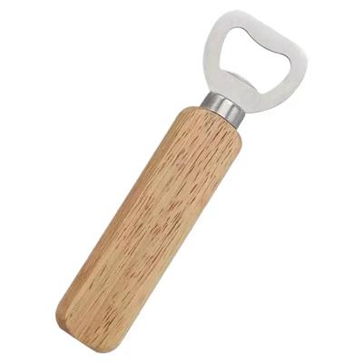 Ouvre-bouteille de bière populaire avec manche en bois en acier inoxydable épaissi, capable d'ouvrir les boissons alcoolisées et non alcoolisées