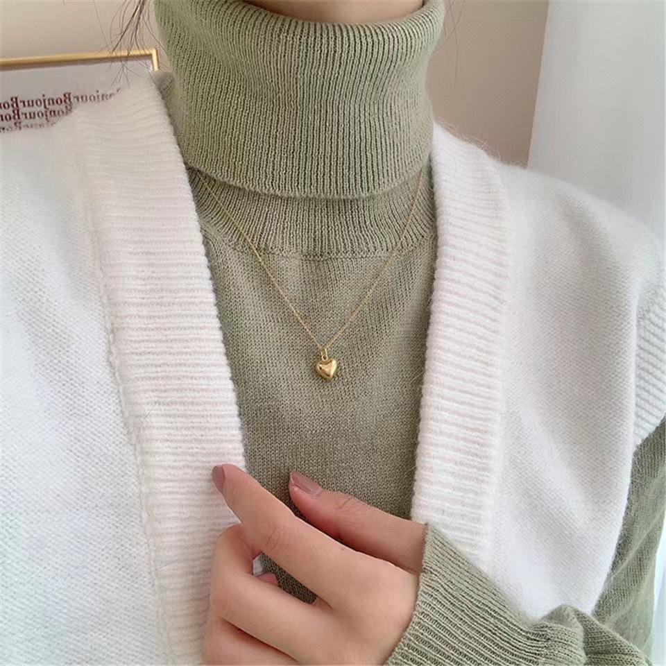 Korean temperament simple love necklace female personality ins simple style three-dimensional pendant collarbone chain necklace