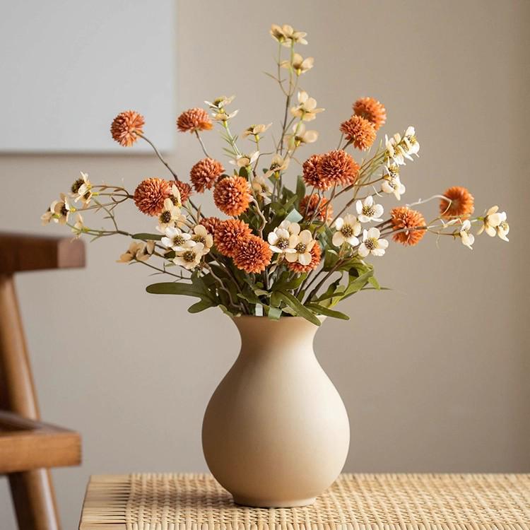 Retro Pastoral Artificial Plum Blossom Floral Ornaments - Small Decorative Flowers for Photography, Living Room, or Dining Table Arrangement