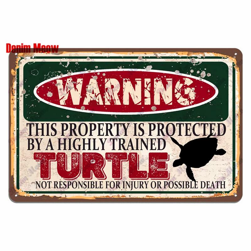 Vintage Warning Funny Animals Metal Sign Chicken Sheep Pig Octopus Wall Poster for Private Wall Painting Decor WY